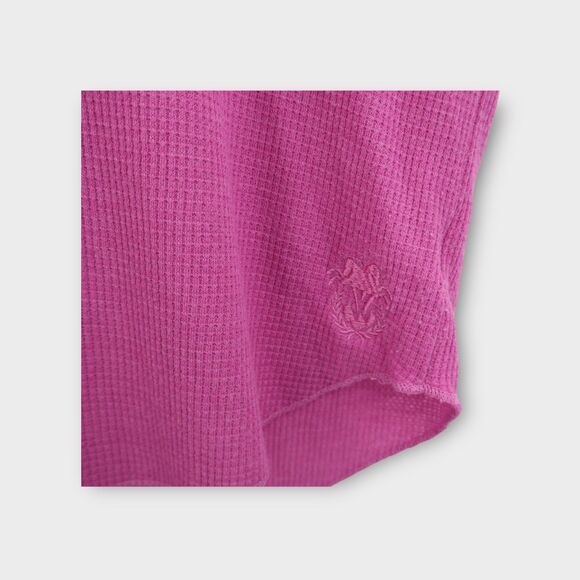 Wildfox Waffle Knit Long Sleeve Top Pink XS Round Neck Pullover Blouse - Picture 4 of 8